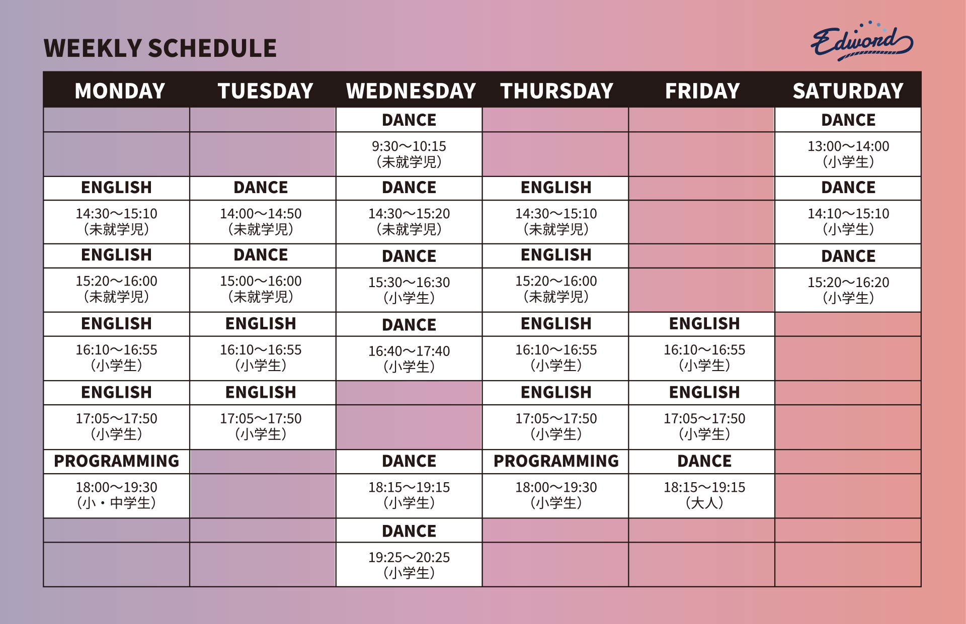 WEEKLY SCHEDULE